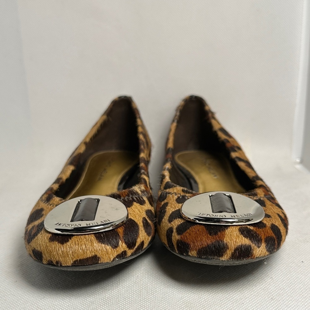 Antonio Melani Leopard Calf Hair Ballet Flats Silver Logo Women’s 7 - Picture 4 of 13